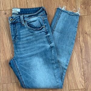 Pistola Blue Skinny Jeans with Raw Hem